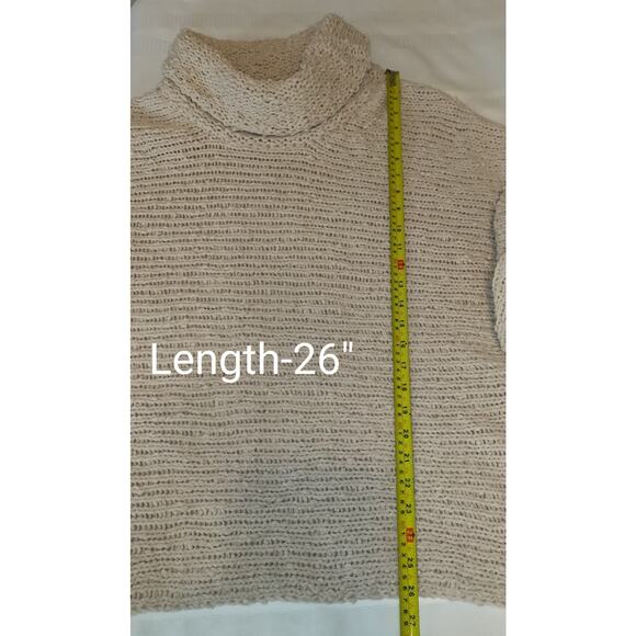 POL Chenille Turtleneck Chunky Sweater Womens S Beige 3/4 Cuffed Sleeves - Picture 13 of 16